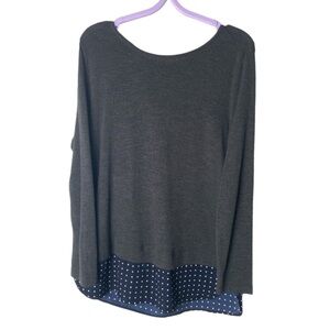 JCREW MERCANTILE dark grey navy white polka // Wms L